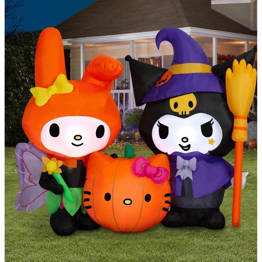 Hello Kitty My Melody Kuromi Halloween 6.5 ft Airblown Inflatable Lights Up